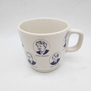 Vintage Jess Maz Fishs Eddy Famous Democrats Coffee Mug Cup Clinton Obama Carter
